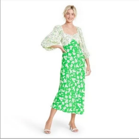 RIXO Dresses & Skirts - RIXO for Target 12  Daisy Long Sleeve Swing Dress Green New